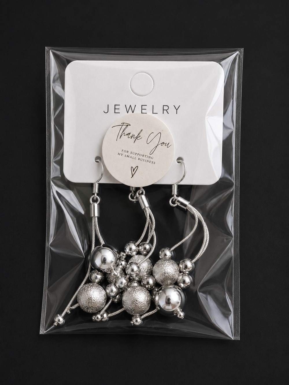 Sterling Silver Bead Cluster Drop Earrings - Picture 4 of 4